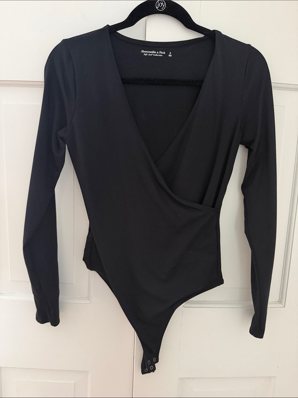 Abercrombie & Fitch Black Long-Sleeve Wrap Bodysuit